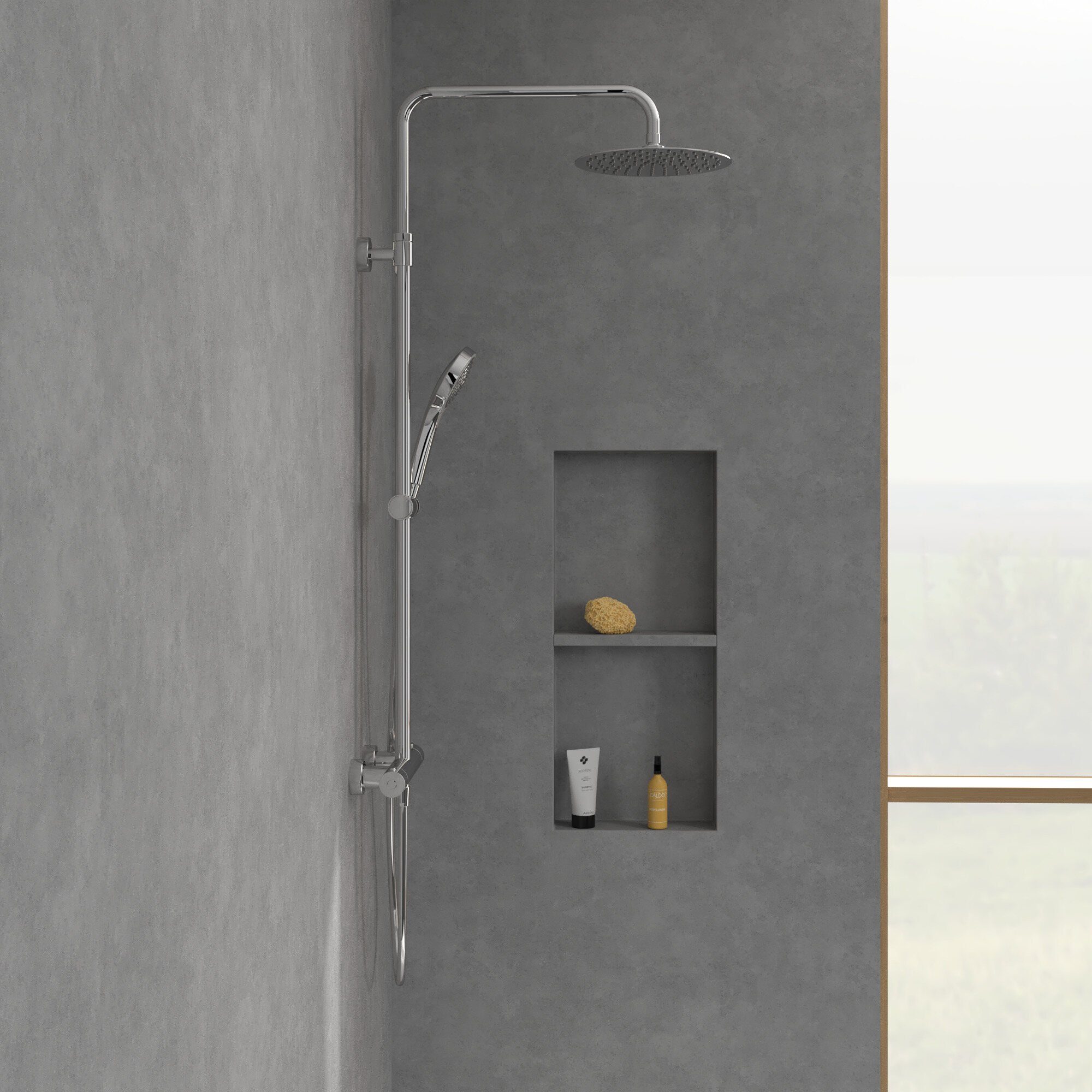 Villeroy & Boch Duschsystem Verve Showers, Höhe 109.3 cm, 3 Strahlart(en), Mit Umsteller - Chrom