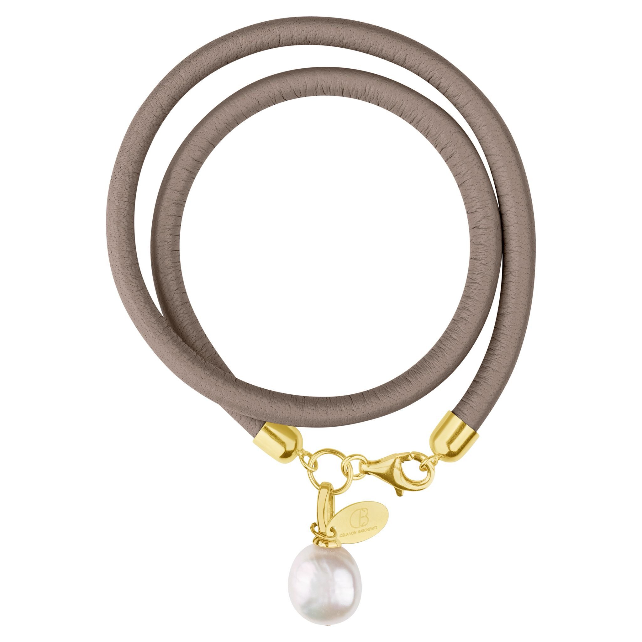 Celia von Barchewitz Wickelarmband NAPPA NOVA, echte Süßwasser-Zuchtperle semi-barocke Form, handgefertigt, 18k