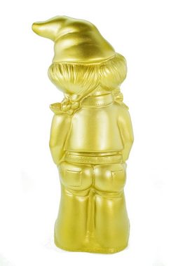 Kremers Schatzkiste Gartenzwerg Gartenzwerg Zwergenfrau Mandy Gold Edition 34 cm PVC Zwerg Garten Zwerg Figur