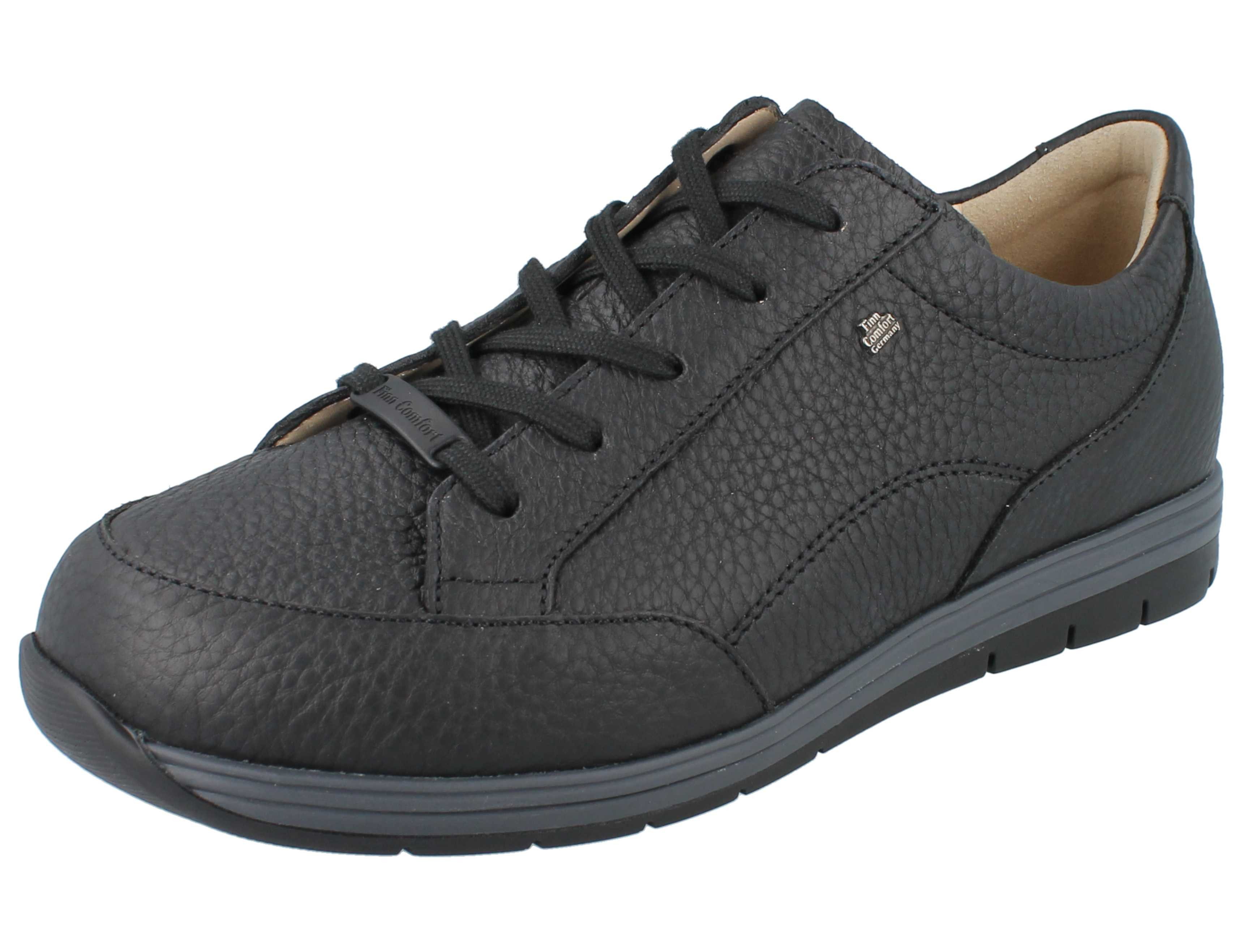 Finn Comfort FINN COMFORT Osorno Herren Halbschuhe schwarz Rabo genarbtes Schnürschuh Wechselfußbett