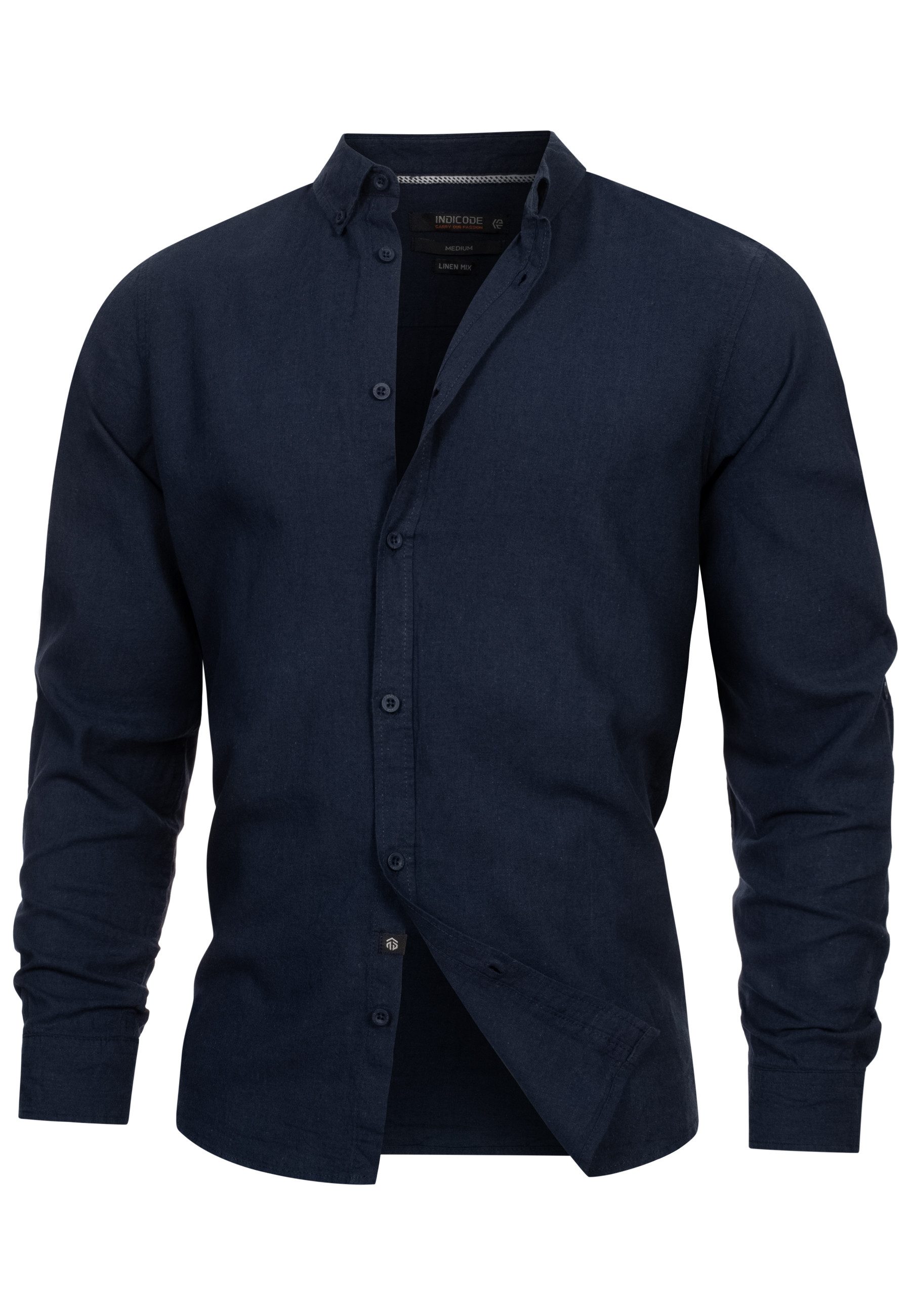 Indicode Langarmhemd Herren Brayden Herrenhemd Langarm mit Button-Down-Krag günstig online kaufen