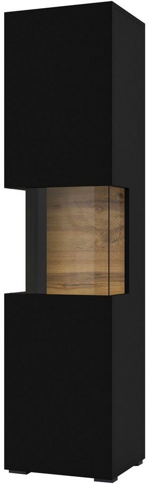 Helvetia Vitrine Ava (Ava, Vitrine) 35x29,5x140cm schwarz / Wotan Eiche