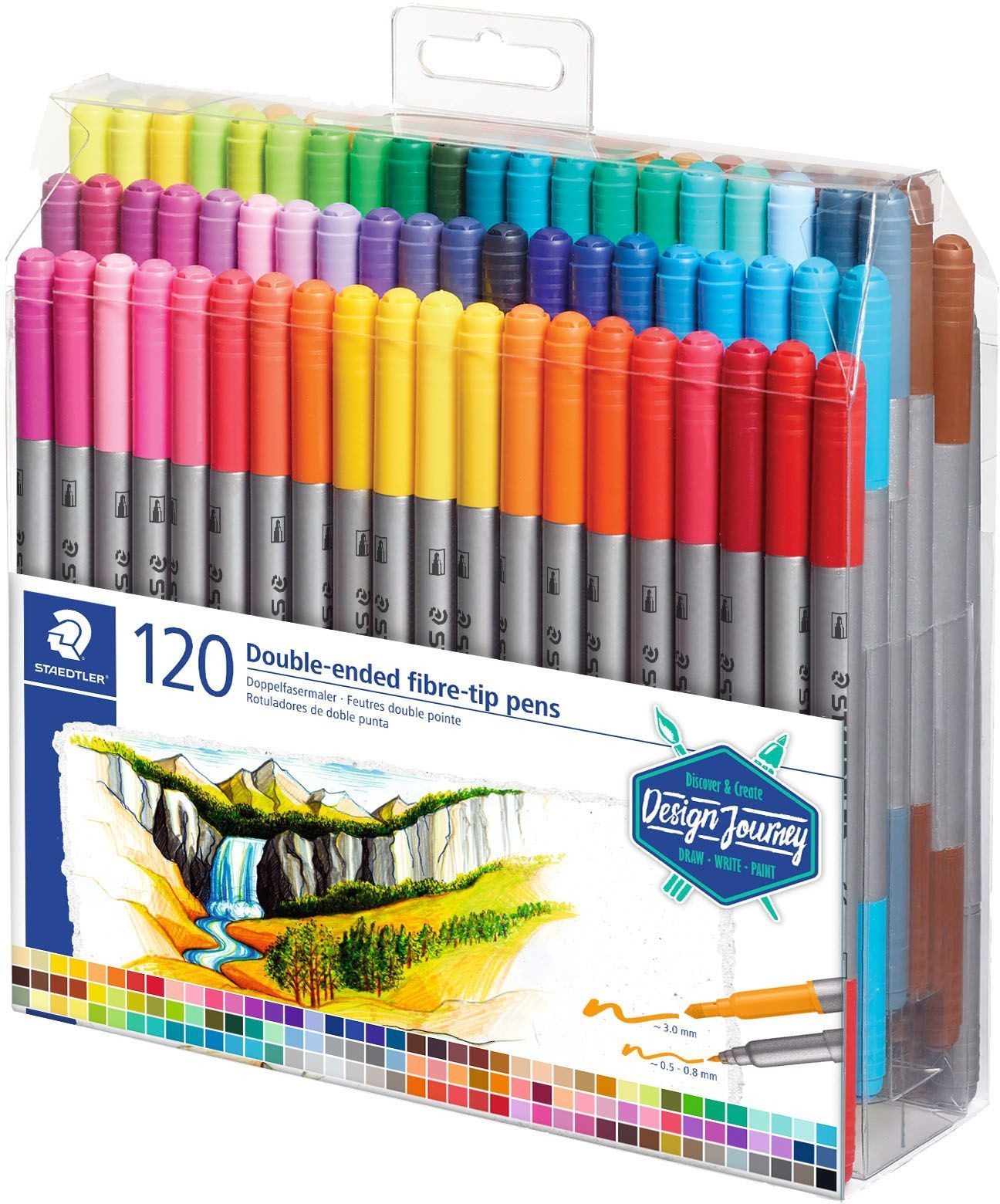 STAEDTLER Filzstift Doppelfasermaler Twin-tip pen VE=120 Farben (2 Stück)