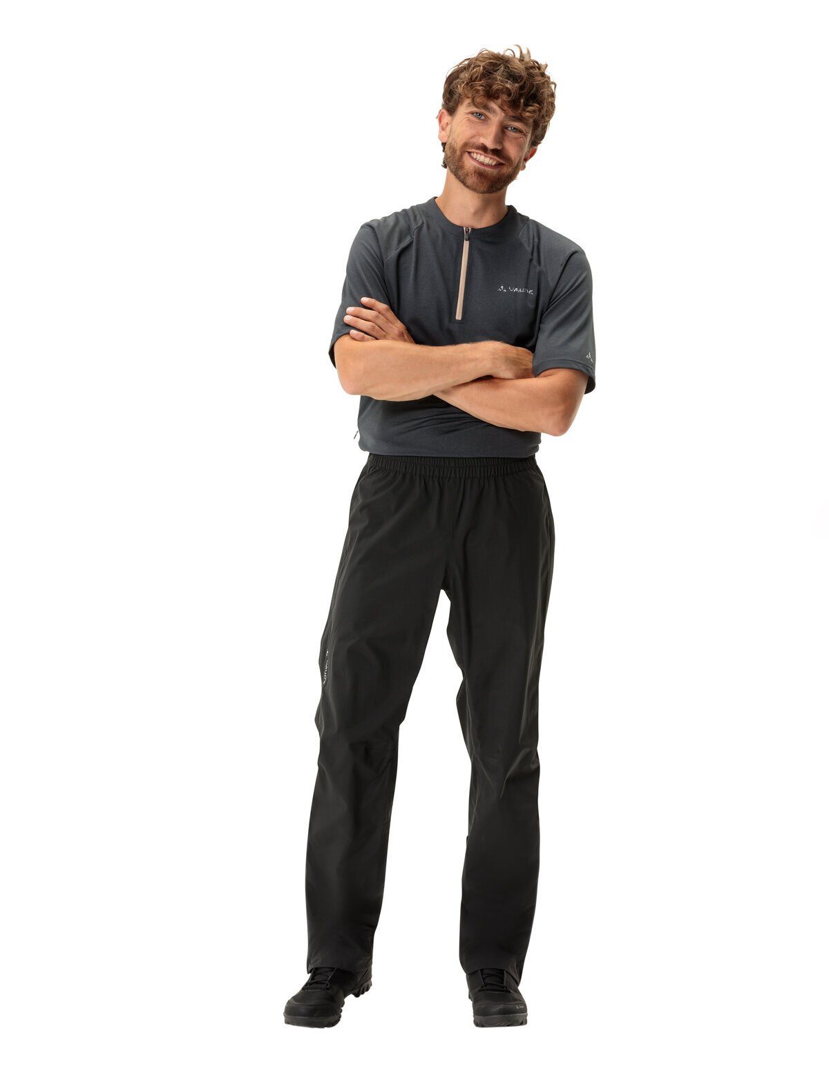 VAUDE Funktionshose Men's Yaras Rain Zip Pants IV (1-tlg) atmungsaktive und schnelltrocknende Radhose