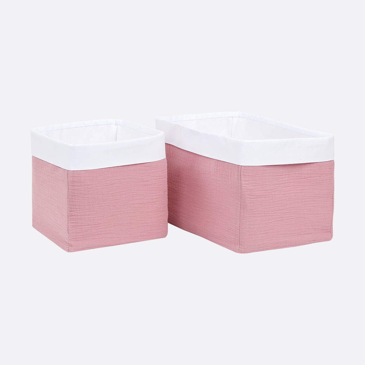 KraftKids Aufbewahrungskorb Musselin rosa, 3 Lagen Stoff, 100 % Baumwolle, Innen versteift