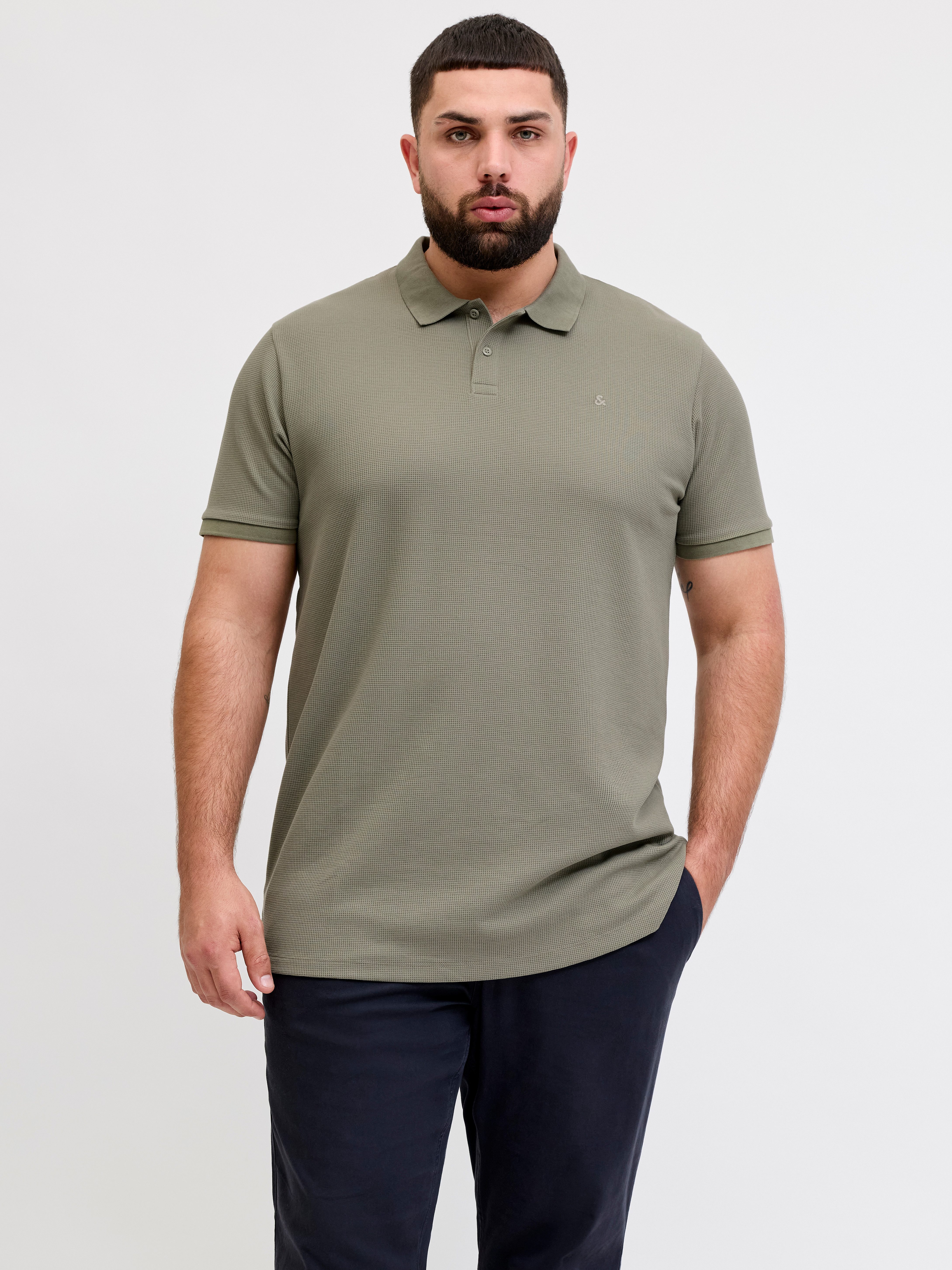 Jack & Jones PlusSize Poloshirt JJEAUSTIN POLO SS NOOS PLS Materialmix, normal geschnitten