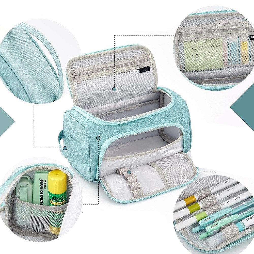 Coonoor Federmäppchen 3 Fächer Große Kapazität Mäppchen Federtasche Stiftetasche, Pencil Case Bleistifttasche für Schule & Büro