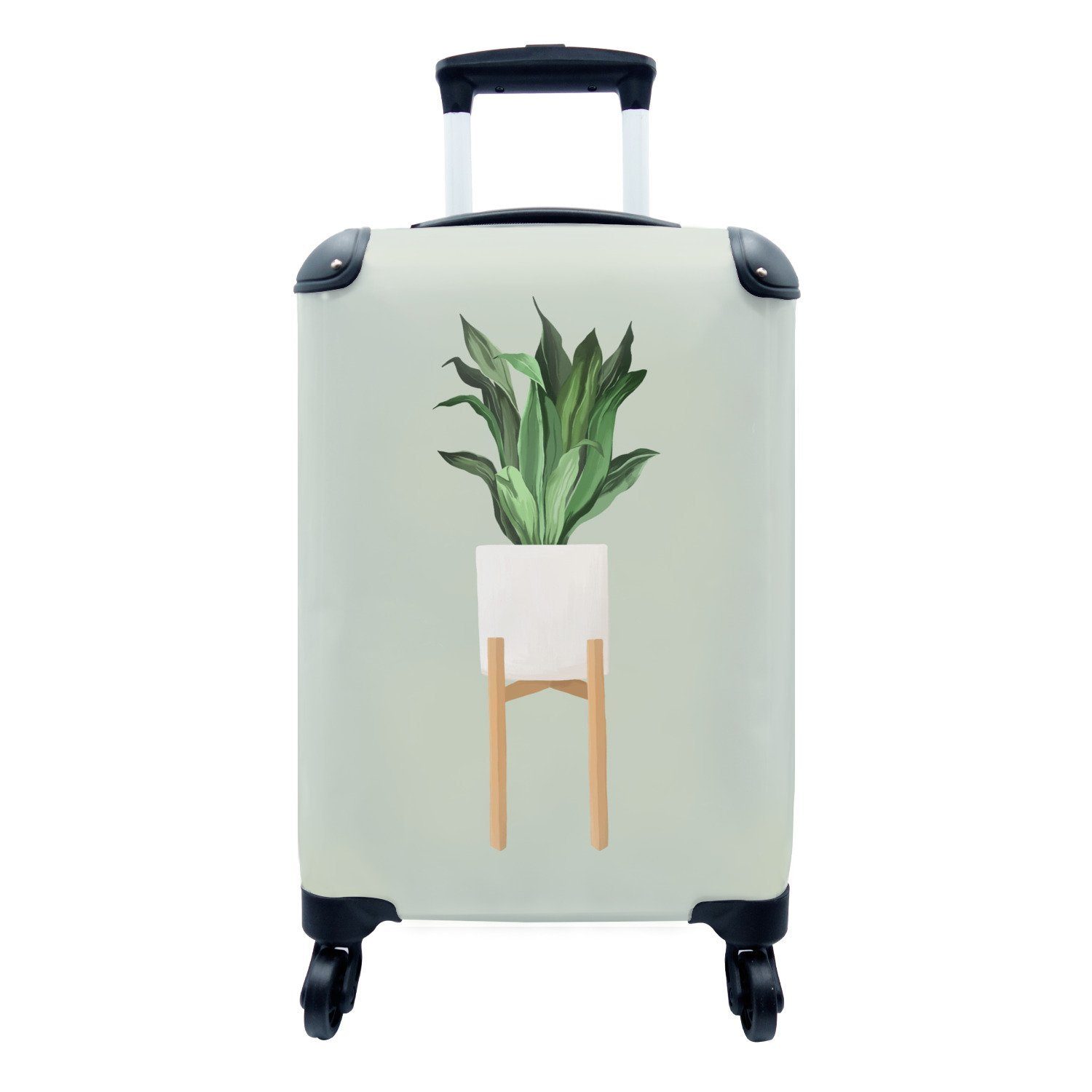 Reisekoffer Handgepäckkoffer mit Grün, Handgepäck Rollen, - für rollen, Reisetasche Trolley, Ferien, MuchoWow - Pflanze 4 Blumentopf