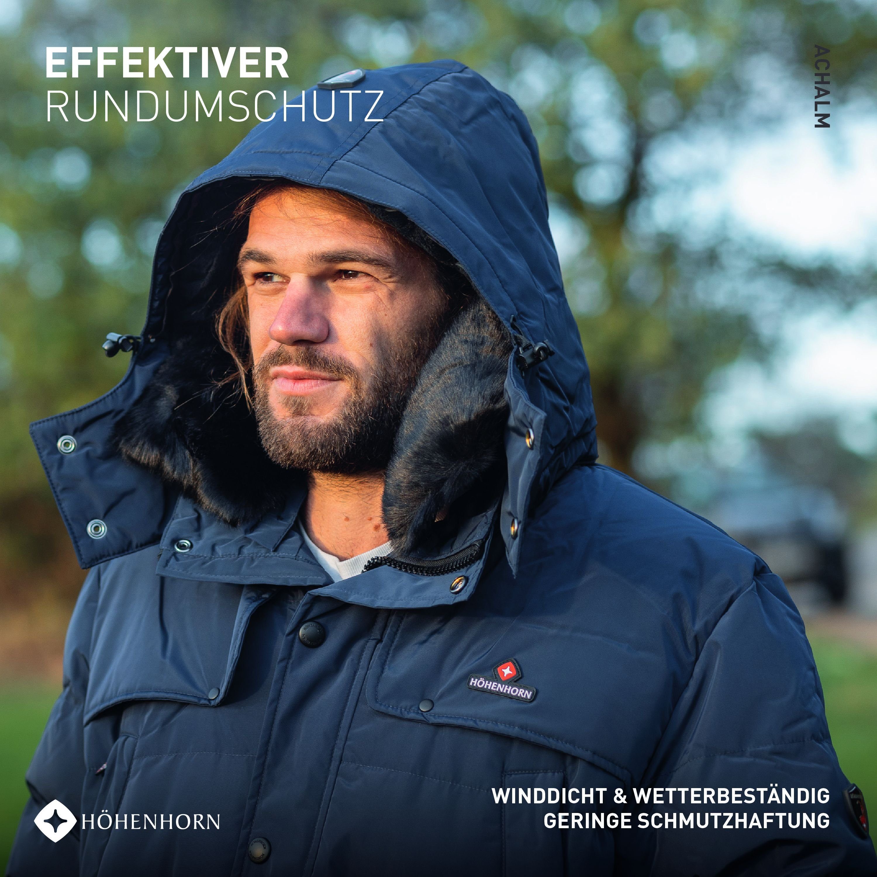 Höhenhorn Winterjacke Achalm Herren Winter Jacke für Männer Quilted Steppjacke Gefüttert abnehmbarer Kunstfellkragen sowie Kapuze, Microfleece Innenseite