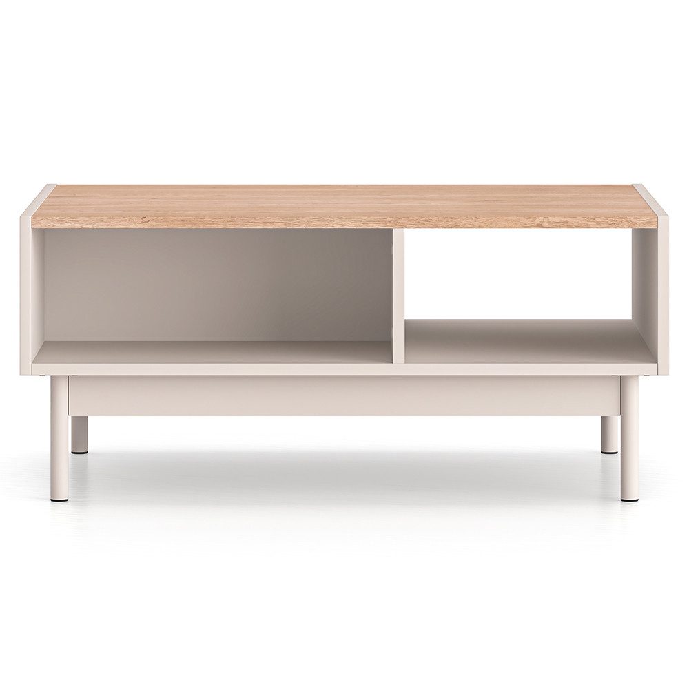 Lomadox Couchtisch DINAR-131, kaschmir matt Eiche Dekor modern Metallfüße 90 cm breit