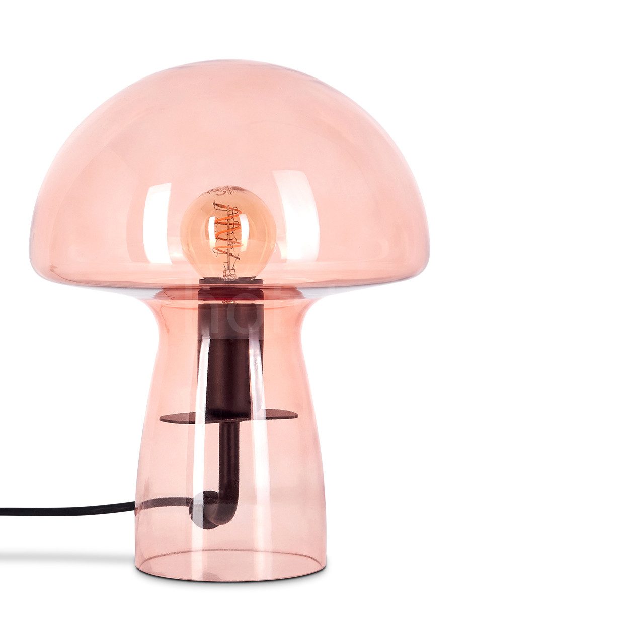 hofstein Tischleuchte Tischlampe aus Metall/Glas in Schwarz/Rosa, ohne Leuchtmittel, mit Glasschirmen (18cm) u. An/-Auschalter, 1x E14, ohne Leuchtmittel