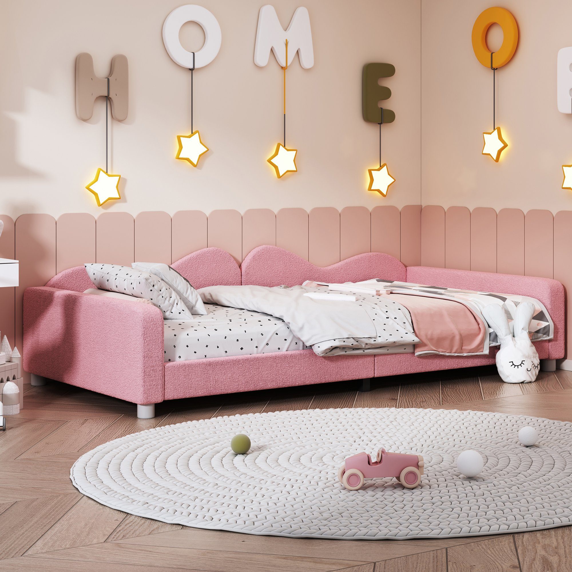 Flieks Polsterbett, Teddy-Samt Kinderbett Einzelbett Schlafsofa günstig online kaufen