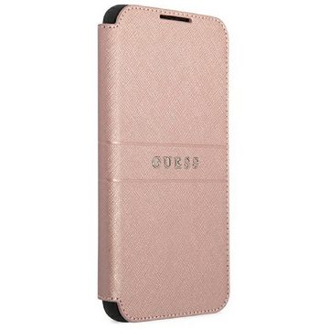 Guess Handyhülle Bookcase Samsung Galaxy S22 Plus rosa aufstellbar Kunstleder