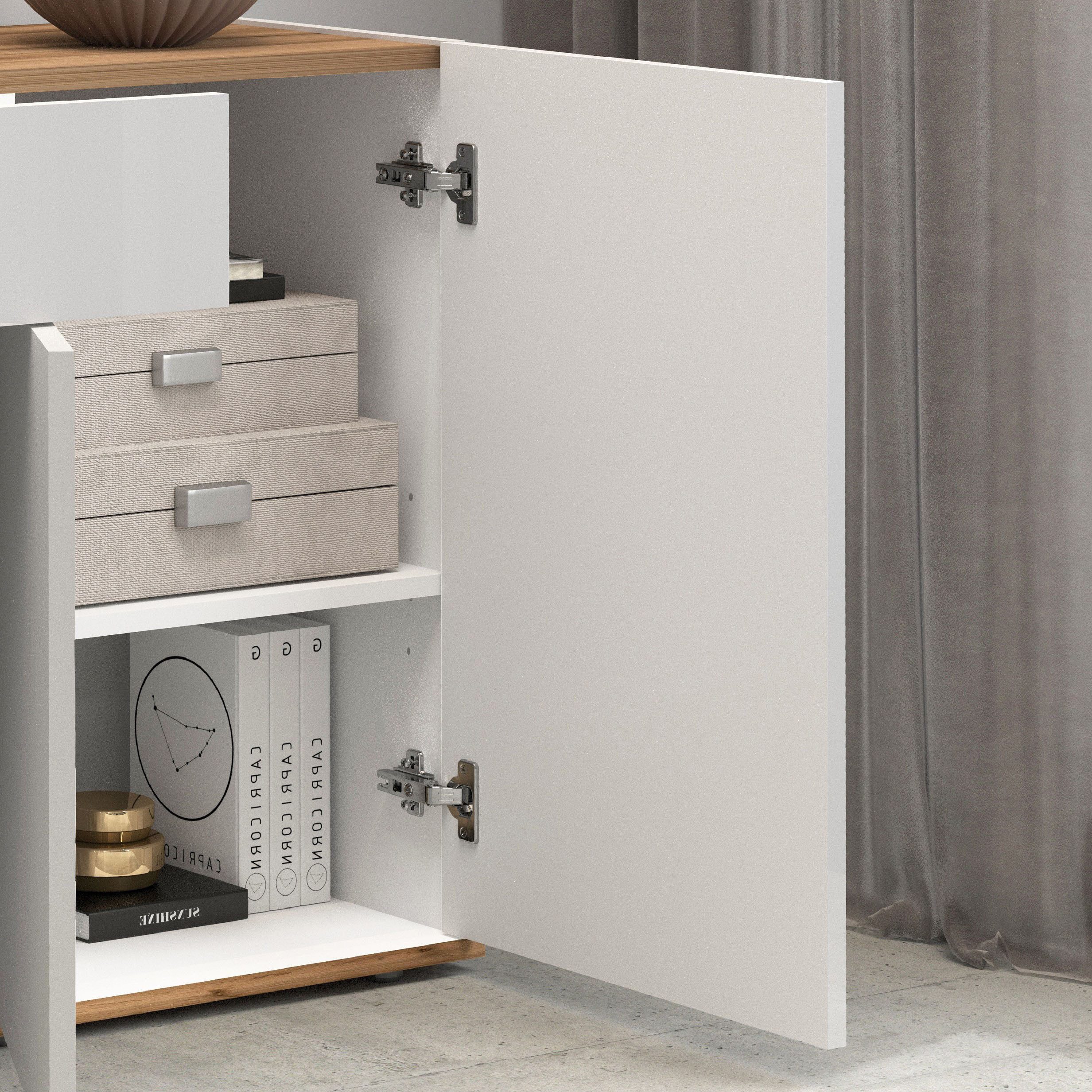 OTTO home Sideboard GARDA, Kommode, Schrank, untere Türen mit Push-to-Open, Made in Italy (1 St), Hochglanzlackierte Fronten, 4 Türen, 2 Schubladen, grifflos, B 200 cm