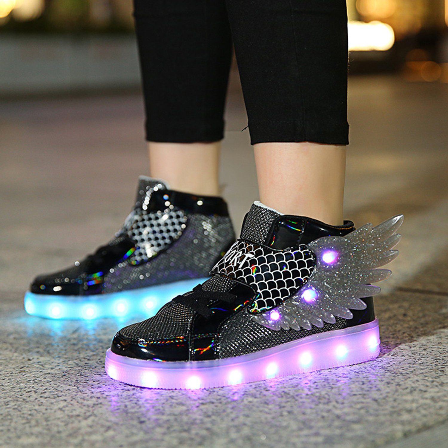 Daisred Kinder USB-Aufladung Beleuchtete Turnschuhe, Leuchtende Schuhe  Sneaker