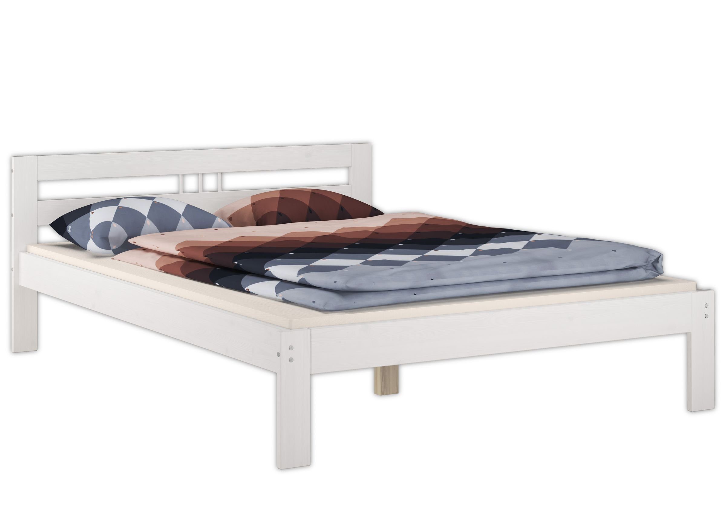 ERST-HOLZ Bett Doppelbett Rollrost, Kieferwaschweiß weiß 140x200 Kiefer mit