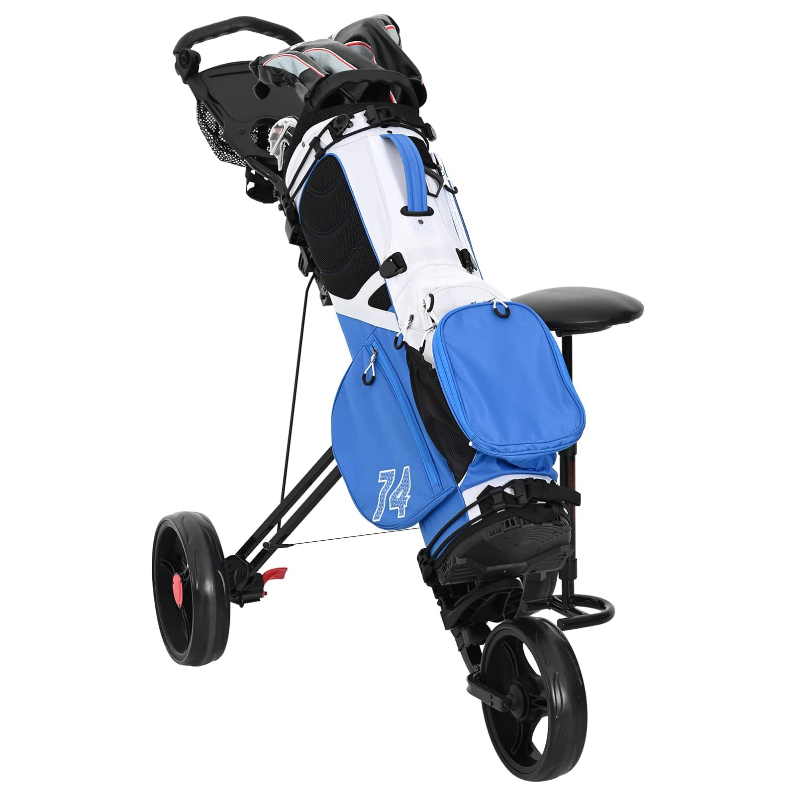 vidaXL Golftrolley Golf-Dolly mit Sitz Schwarz 95 x 69 x 114 cm Eisen, (1-St)