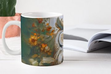 MuchoWow Tasse Eule - Vögel - Blumen - Natur, Keramik, Kaffeetassen, Teetasse, Becher, Teetasse, Geschenk