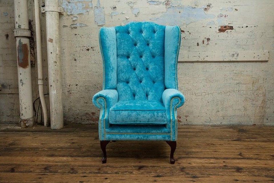 Xlmoebel Ohrensessel Chesterfield Sessel 1-Sitzer Textil Leder Polster Couch, Made in Europa