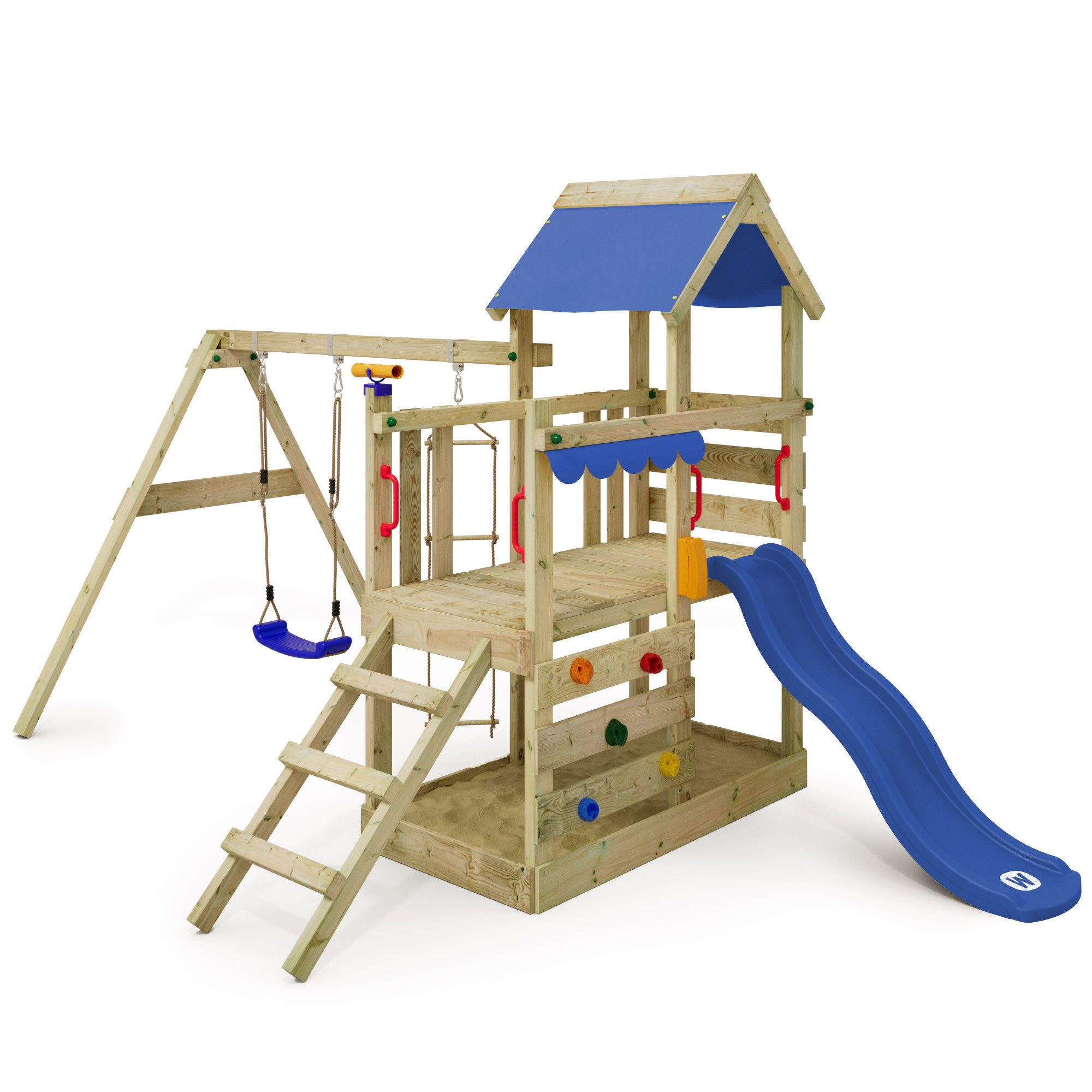 Wickey Spielturm TurboFlyer - Klettergerüst mit Rutsche & Schaukel für Kleinkinder, Garten-Spielhaus mit Integriertem Sandkasten & 10-Jahren Garantie*