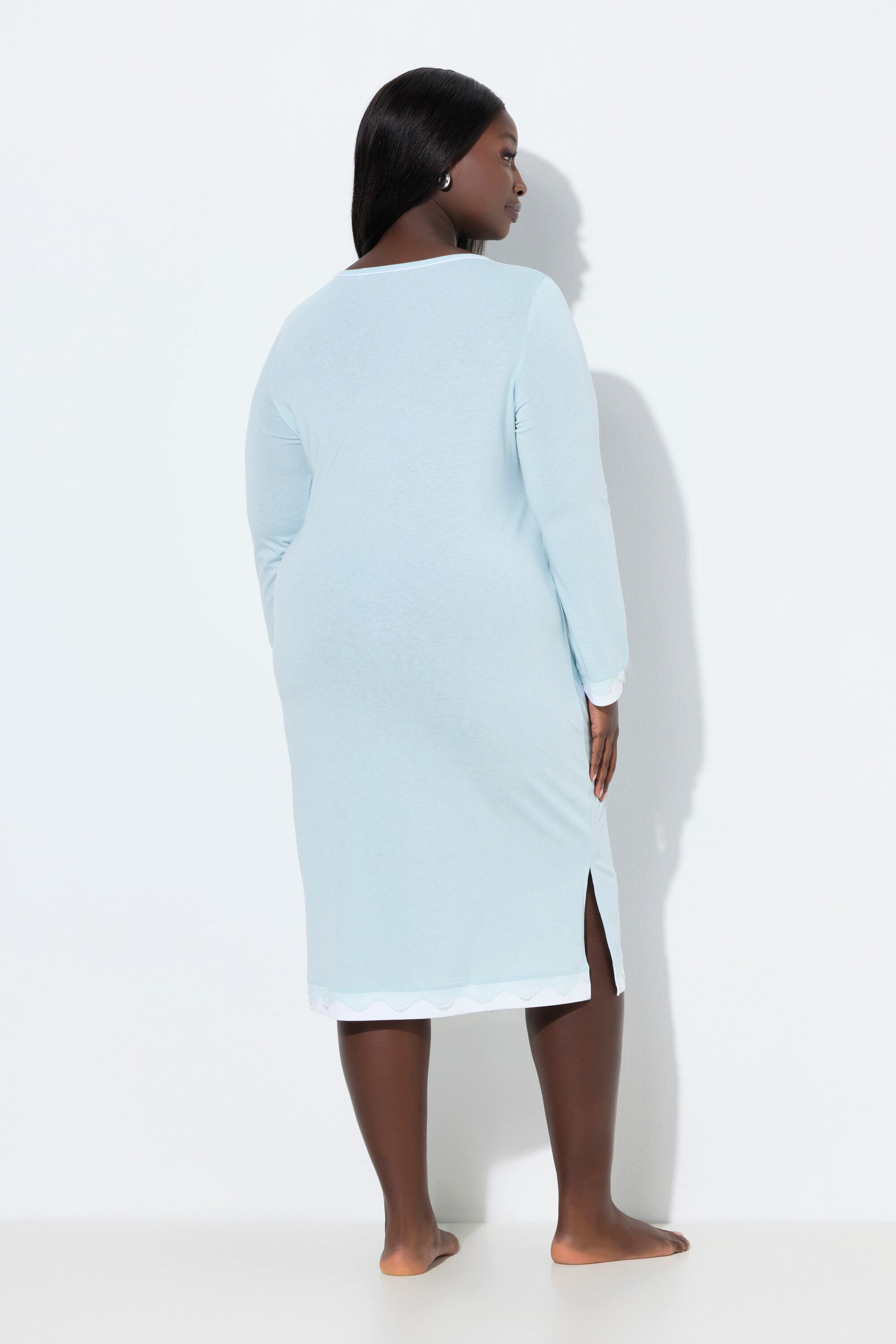 Ulla Popken Nachthemd Nachthemd Spitze oversized Rundhals Langarm