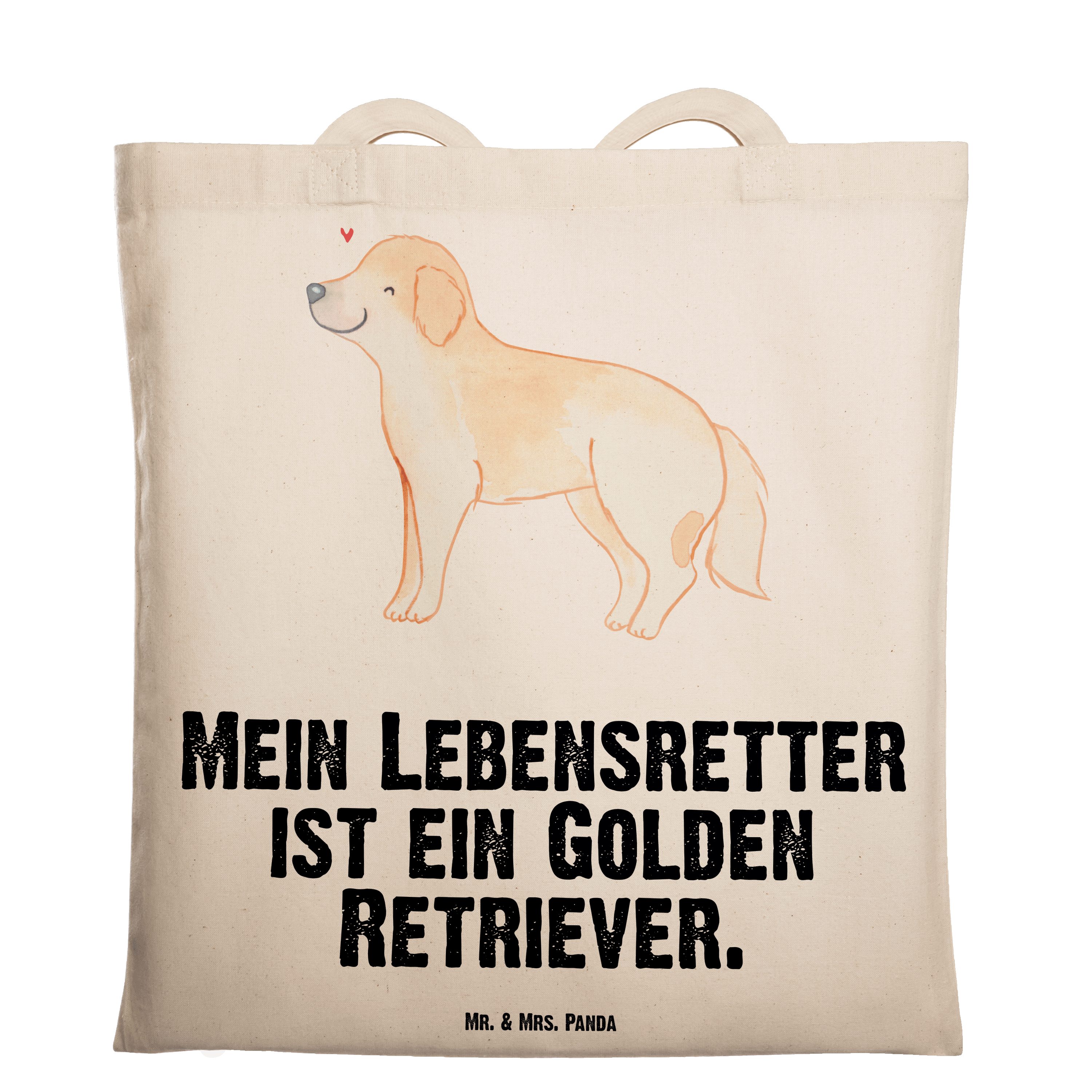 Mr. & Geschenk, Transparent - - Rassehund, Panda Mrs. (1-tlg) Lebensretter Golden Ei Tragetasche Retriever