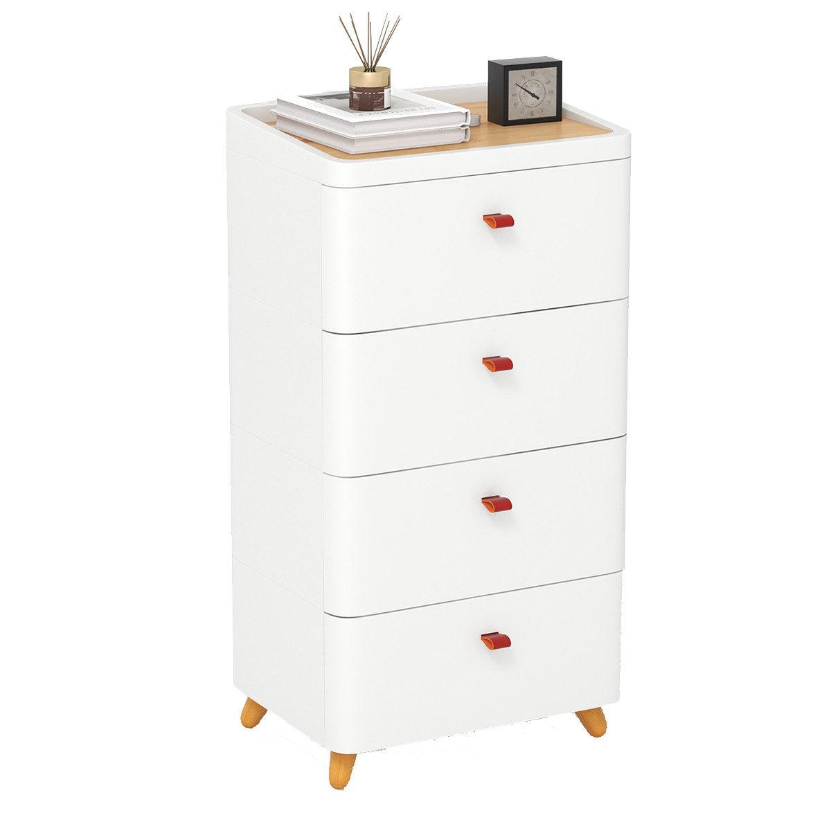 COSTWAY Nachtschrank Midischrank mit 4 Schubladen, abnehmbarem Tablett, wei günstig online kaufen