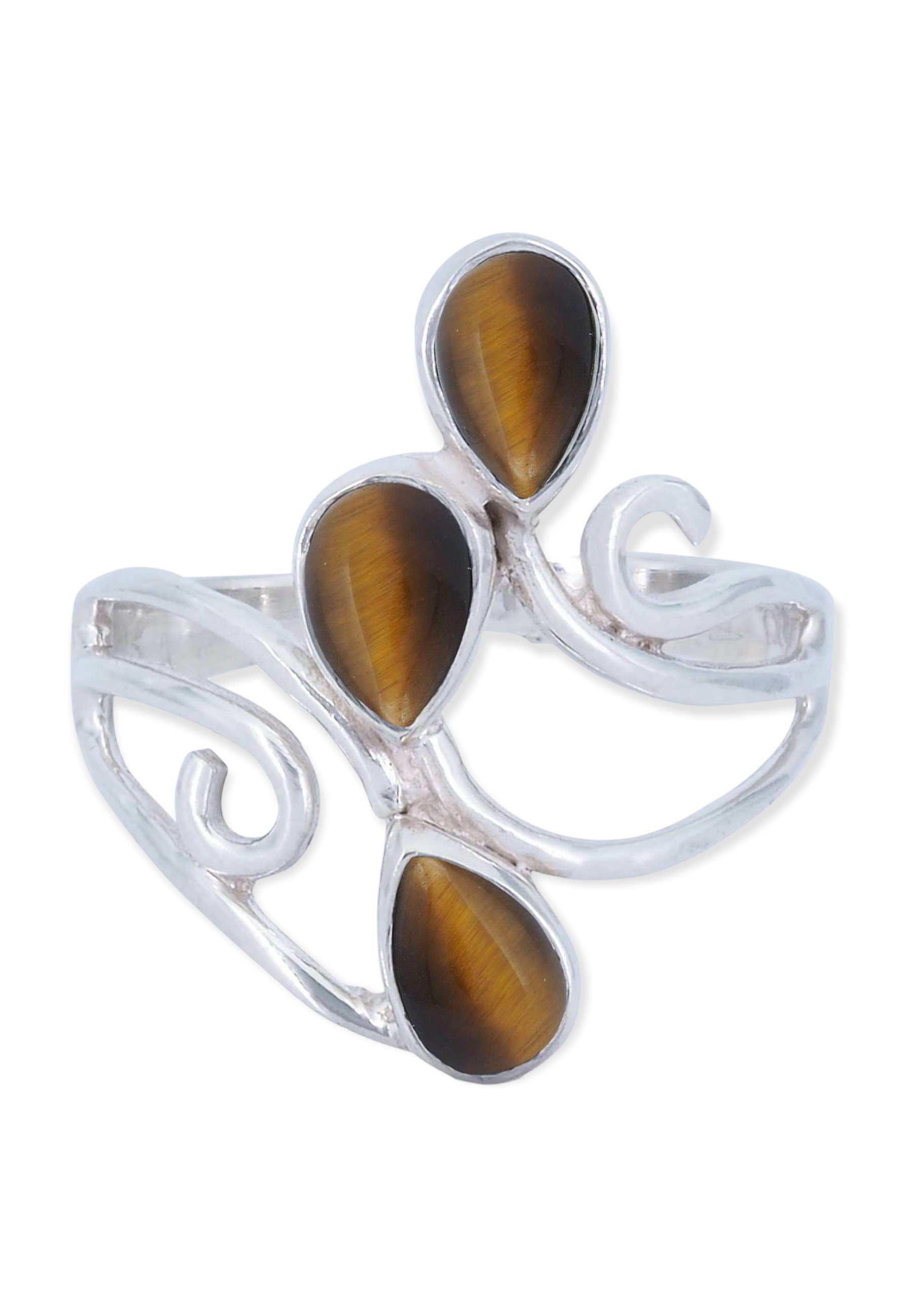 mantraroma Silberring 925er Silber mit Tigerauge