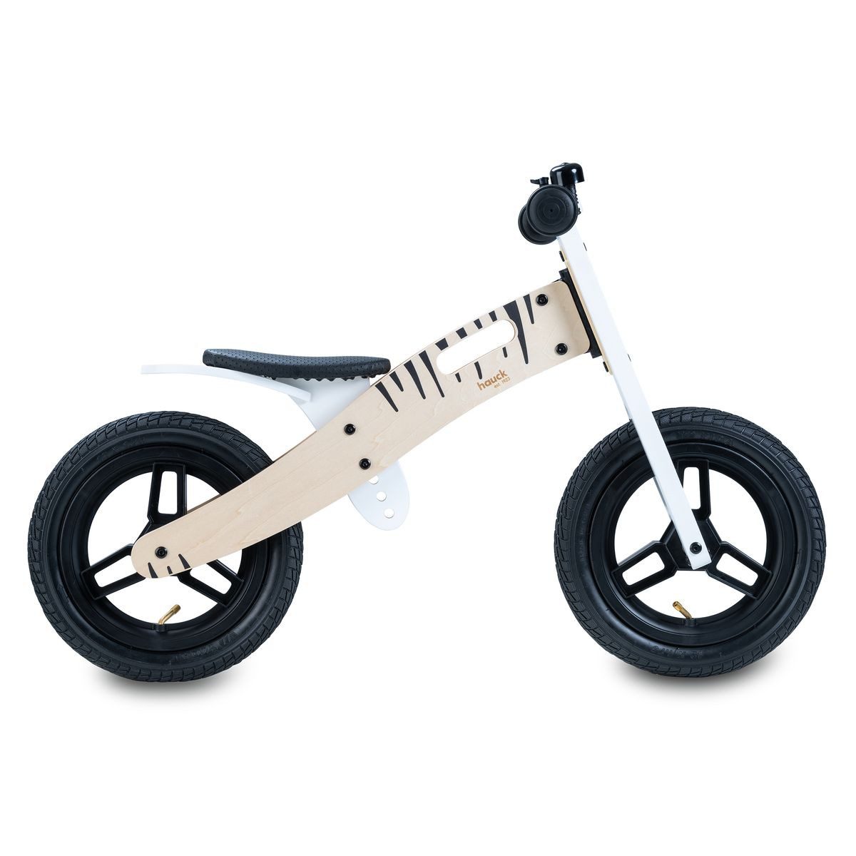 Hauck Laufrad Balance N Ride - Zebra 12 Zoll, Holz Lauflernrad mit Lufträdern & verstellbarem Sitz ab 18 Monate