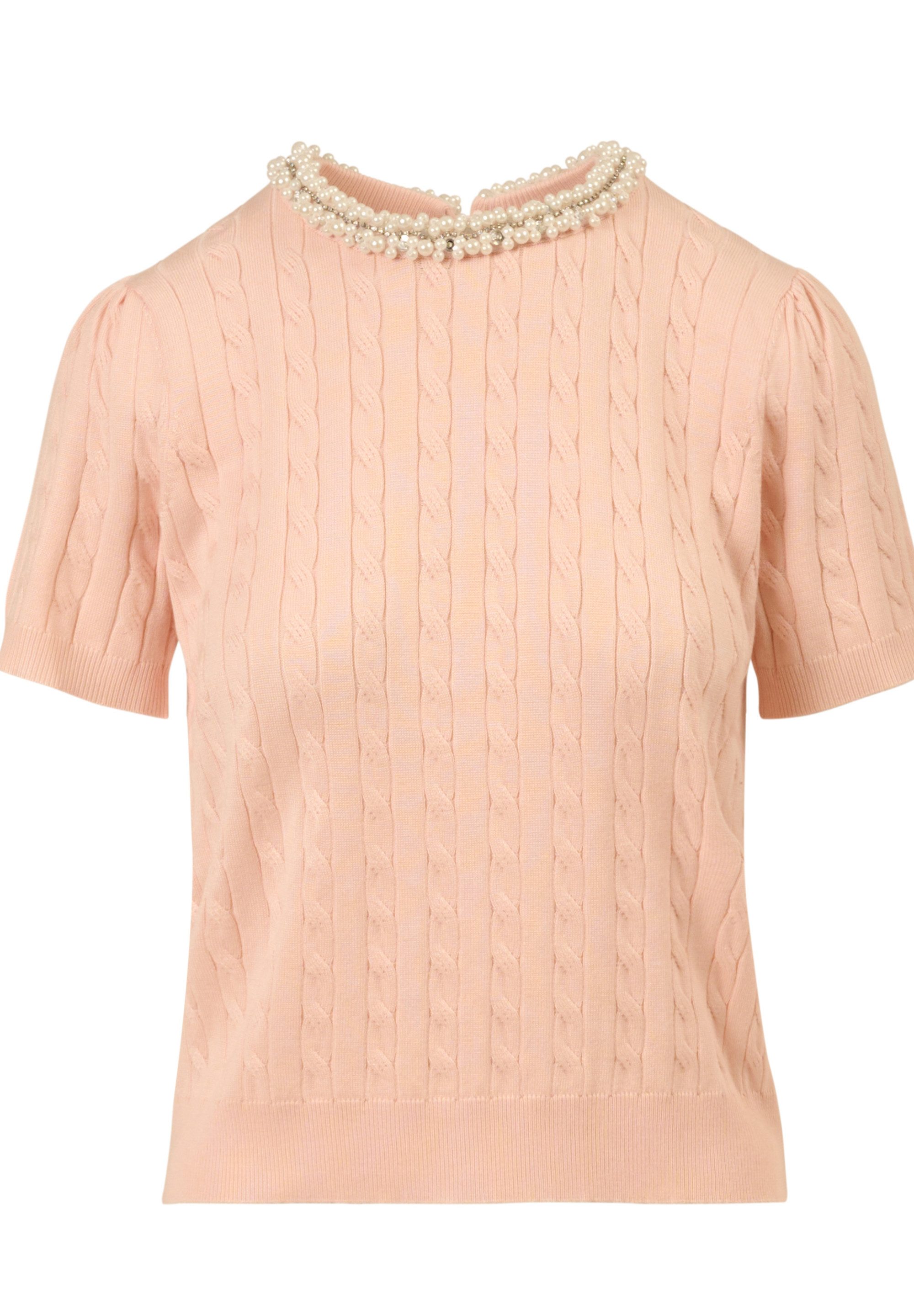 Adrianna Papell Rundhalspullover Embellished Neck Pullover Lässiges, mit Strickdetails verziertes Oberteil