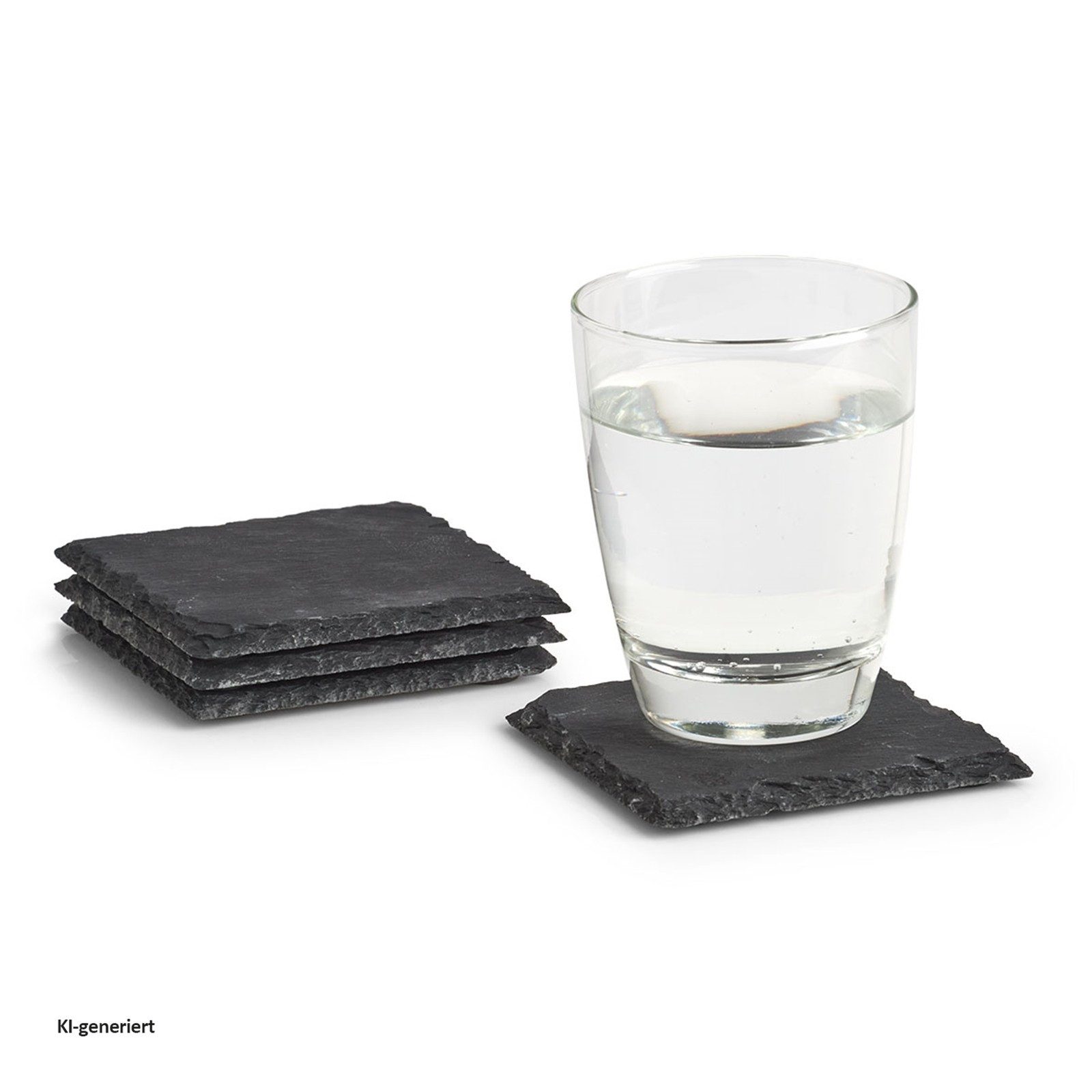 Zeller Present Glasuntersetzer Glasuntersetzer 4-teilig Schiefer, Set, 4-tlg., Getränkeuntersetzer Naturstein