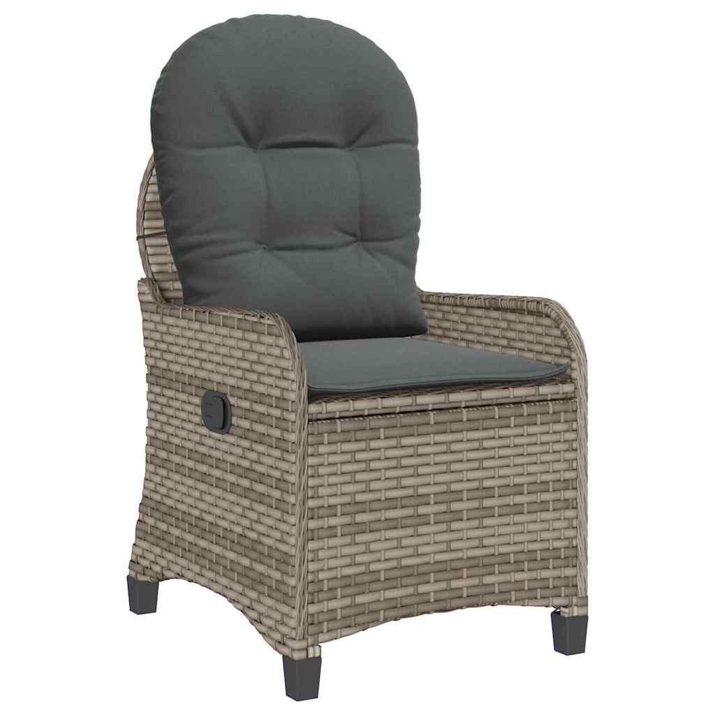vidaXL Gartenstuhl Liegestuhl mit Kissen Grau 56 x 66 x 95 cm Poly-Rattan (1 St)