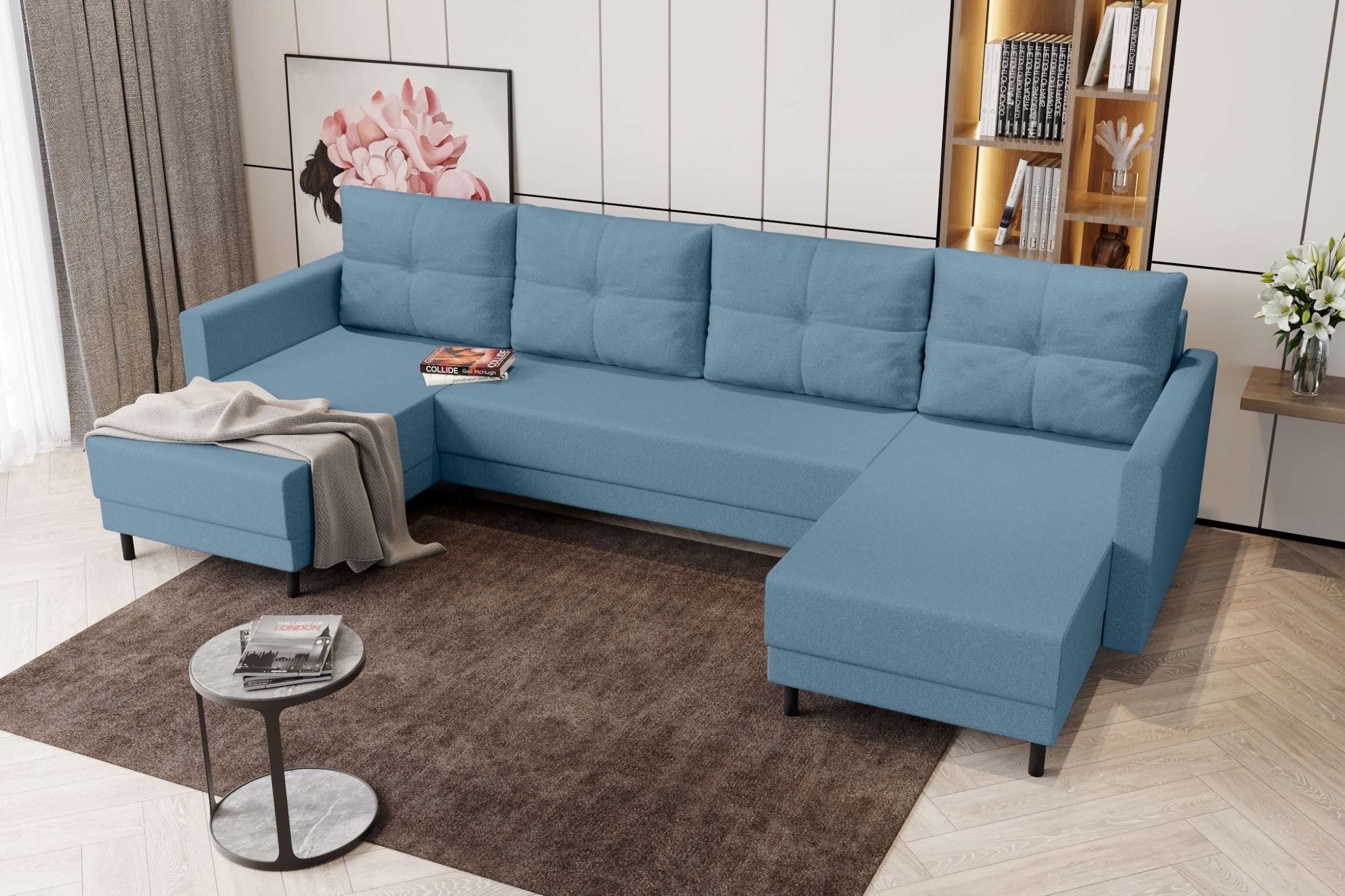 Sofa, U-Form, Bettfunktion, Design Modern mit Eckcouch, Bettkasten, Sitzkomfort, Stylefy Wohnlandschaft mit Selena,