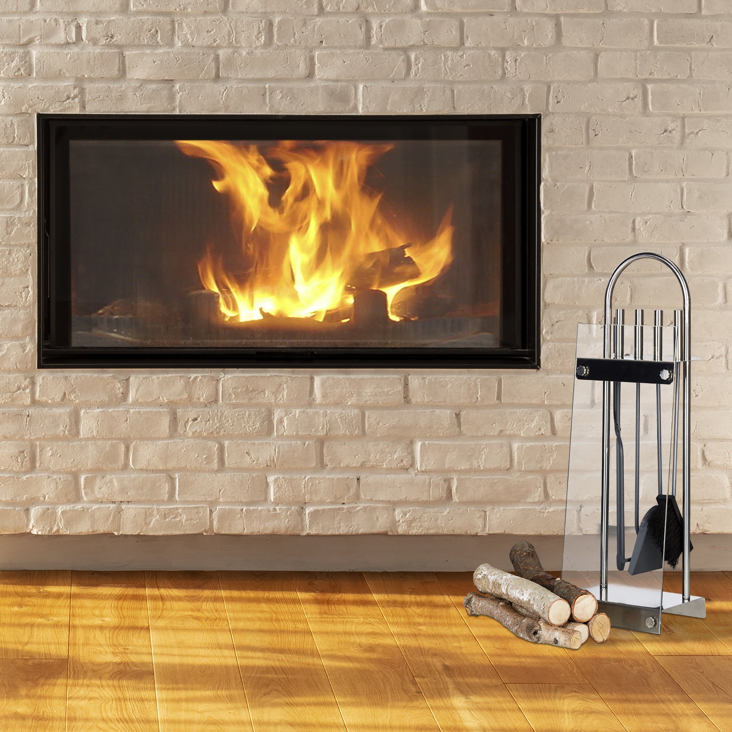 relaxdays Kamingarnitur Kaminbesteck Edelstahl modern 5 teilig günstig online kaufen