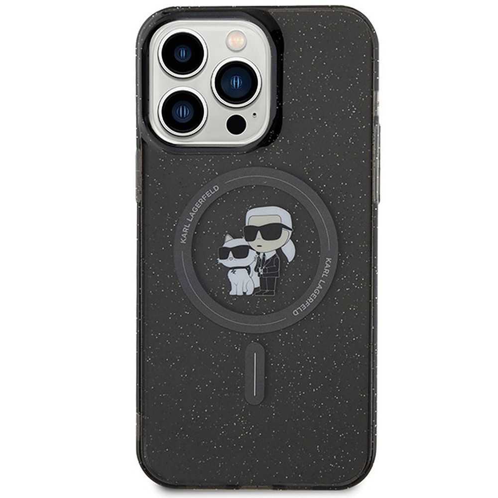 KARL LAGERFELD Handyhülle Schutzhülle Glitzerschale Magnethülle 6,7 Zoll, MagSafe, Glitzeroptik, erhöhte Kanten, TPU/PC