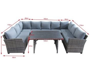 MANDALIKA Garden Gartenlounge-Set XXL Dining Lounge Set Macina / U-Lounge