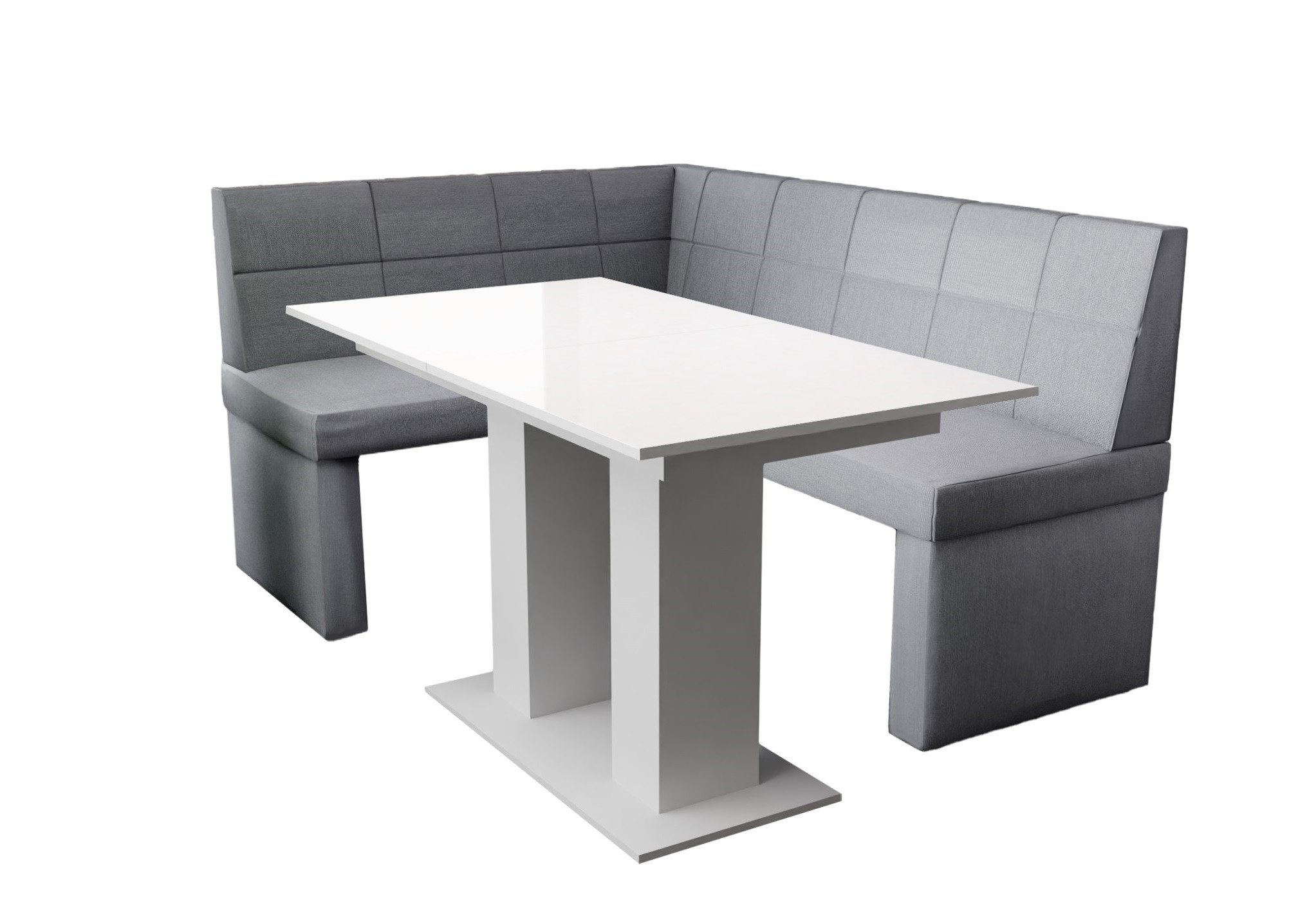 Fun Möbel Eckbankgruppe Eckbankgruppe „BLAKE XL“ Größe 196x142cm mit Tisch Weiß Hochglanz, ausziehbarer Tisch