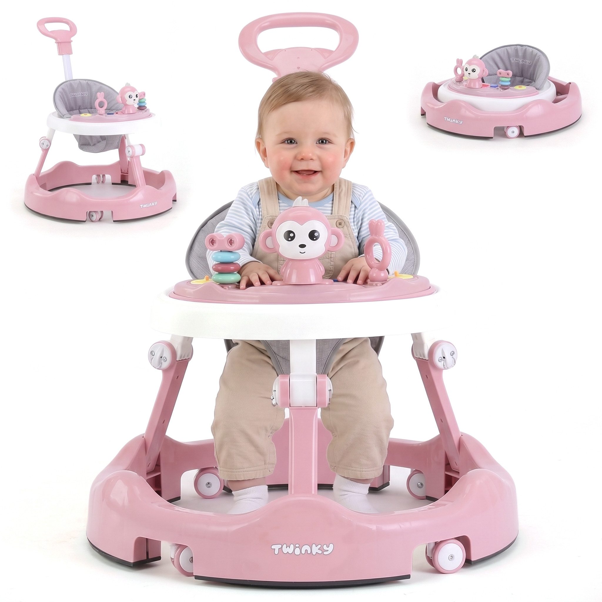 TWINKY Lauflernhilfe für Baby - Klappbarer Lauflernwagen mit Schiebegriff, (Bedienungsanleitung für Babywalker)