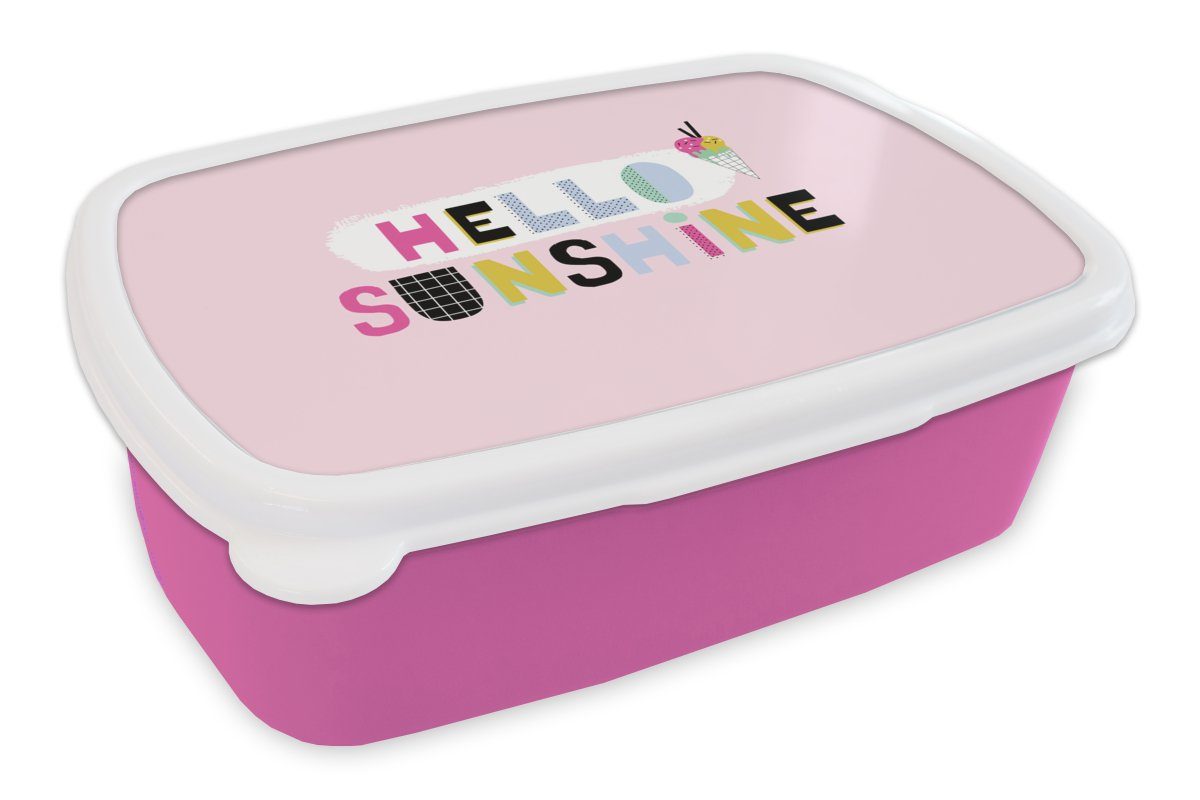 MuchoWow Lunchbox Sommer - Eiscreme - Rosa, Kunststoff, (2-tlg), Brotbox für Erwachsene, Brotdose Kinder, Snackbox, Mädchen, Kunststoff