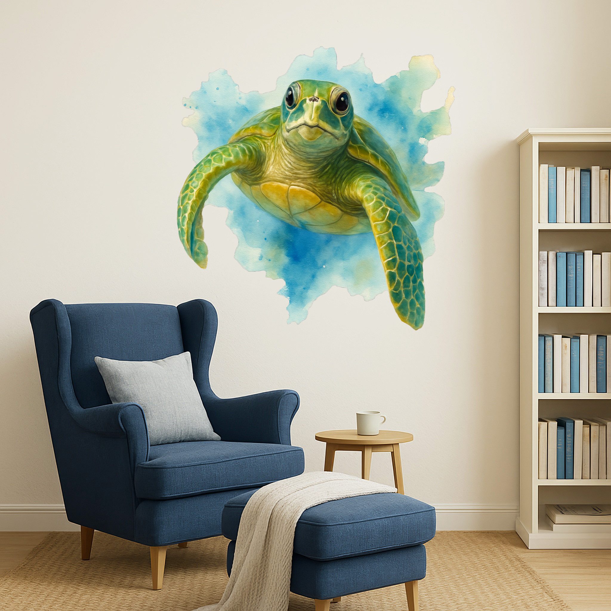 Sunnywall Wandtattoo Aufkleber Maritim Schildkröte im Wasser – Aquarellstil günstig online kaufen