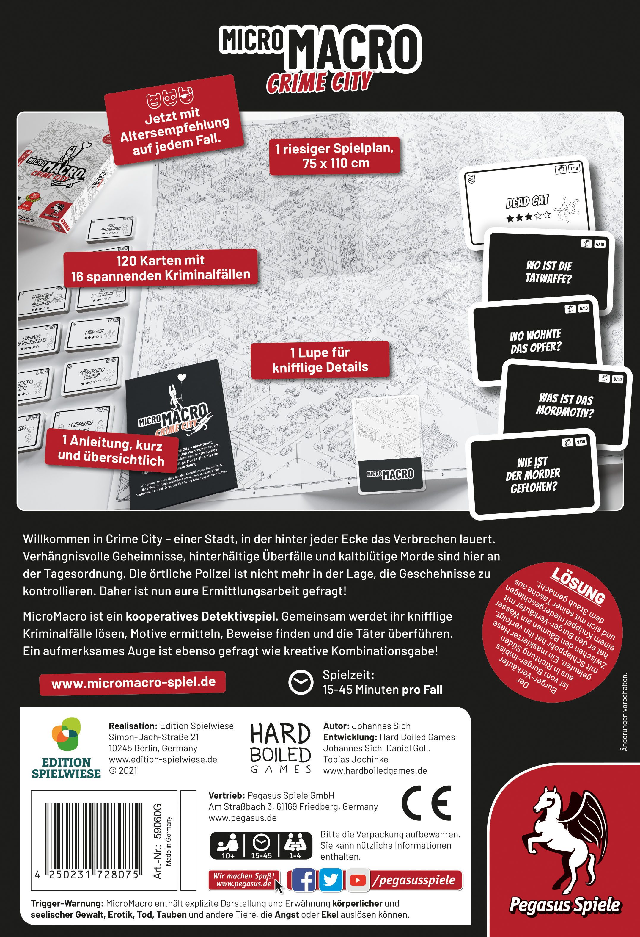 Pegasus Spiele Spiel MicroMacro Crime City, Detektivspiel, Made in Europe