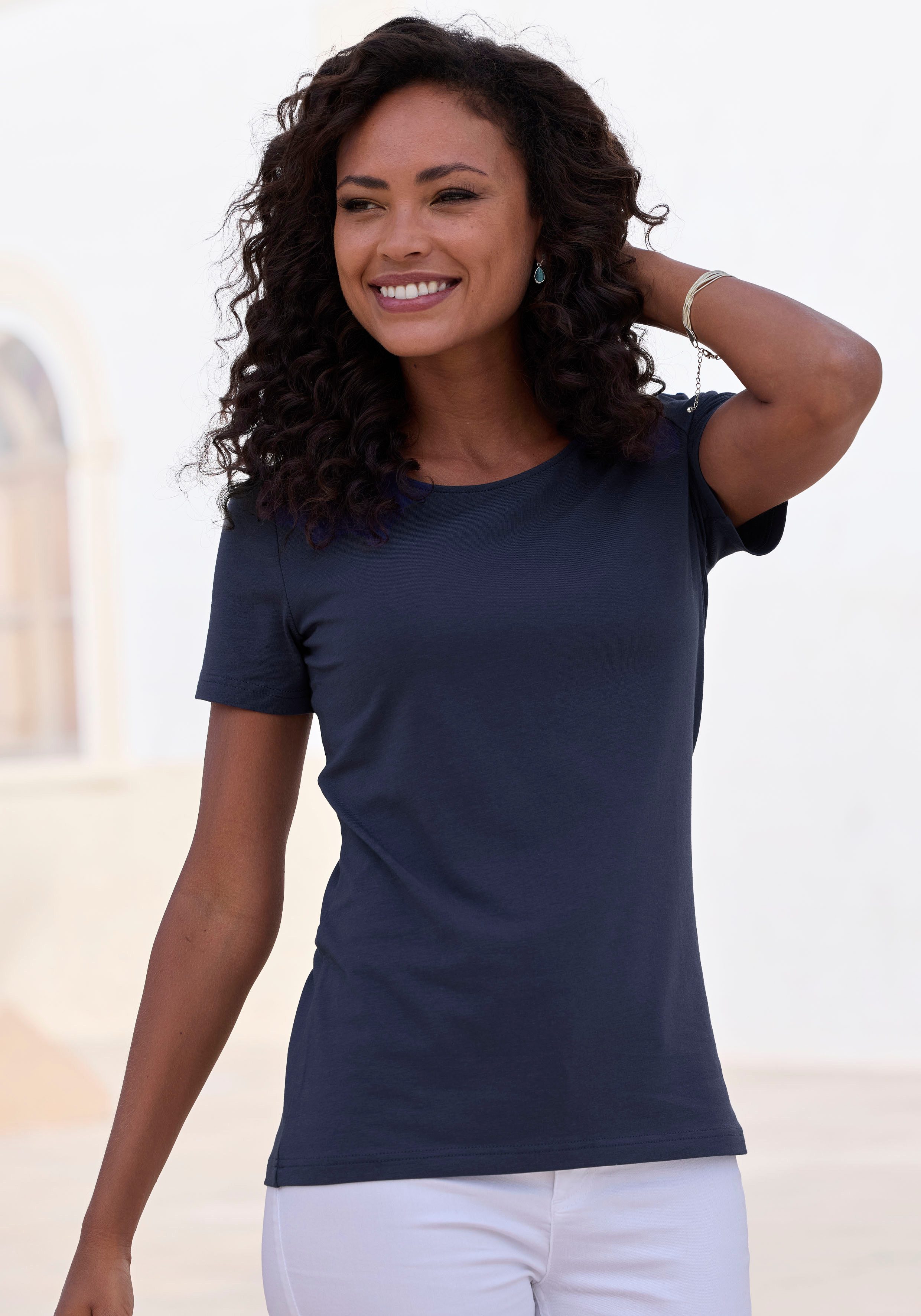 LASCANA T-Shirt (2er-Pack) aus elastischem Jersey mit Baumwolle und Modal – Bild 2 von 5