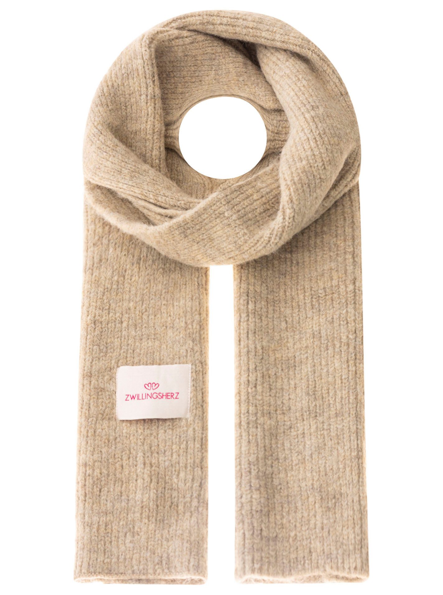 Zwillingsherz Strickschal "Zwillingsherz Patch", gerippt, mit Wolle und Pat günstig online kaufen