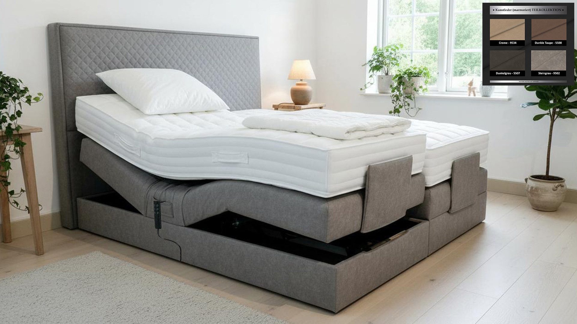 PAARA Boxspringbett Lima elektrisch verstellbar mit Motor alles, mit einzigartigem Belüftungssystem