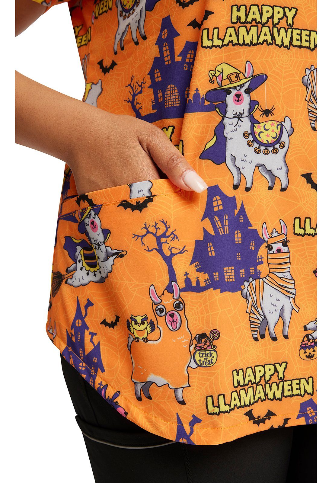 Cherokee Funktionsbluse Bunt bedruckter Damen Kasack "Happy Halloween" Kasack mit Motiv