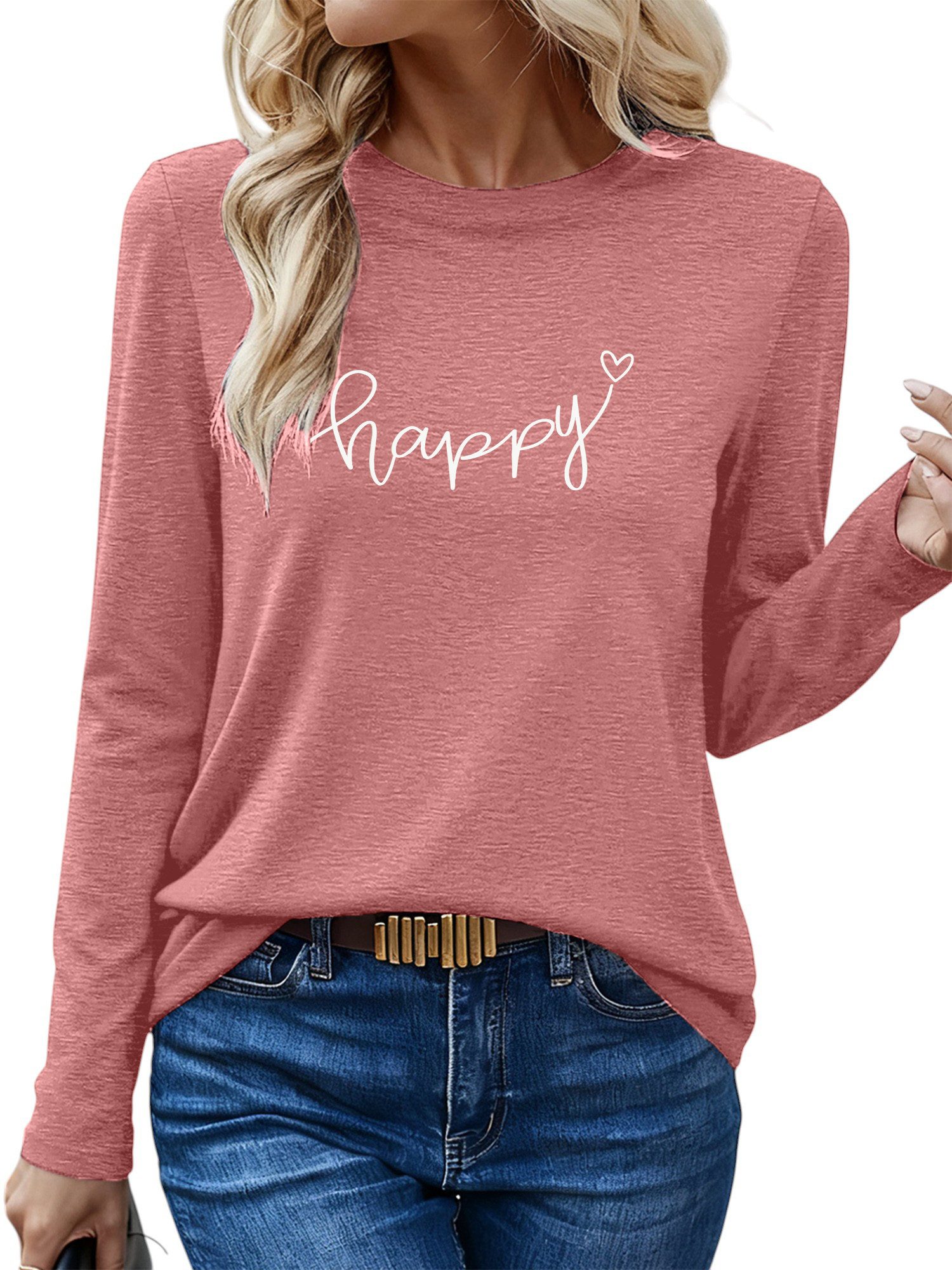 PYLIKE Longsleeve Shirts Damen Casual Brief Ausgefallene bequemes Langarmshirt Geeignet für den täglichen Gebrauch im Büro und zu Hause