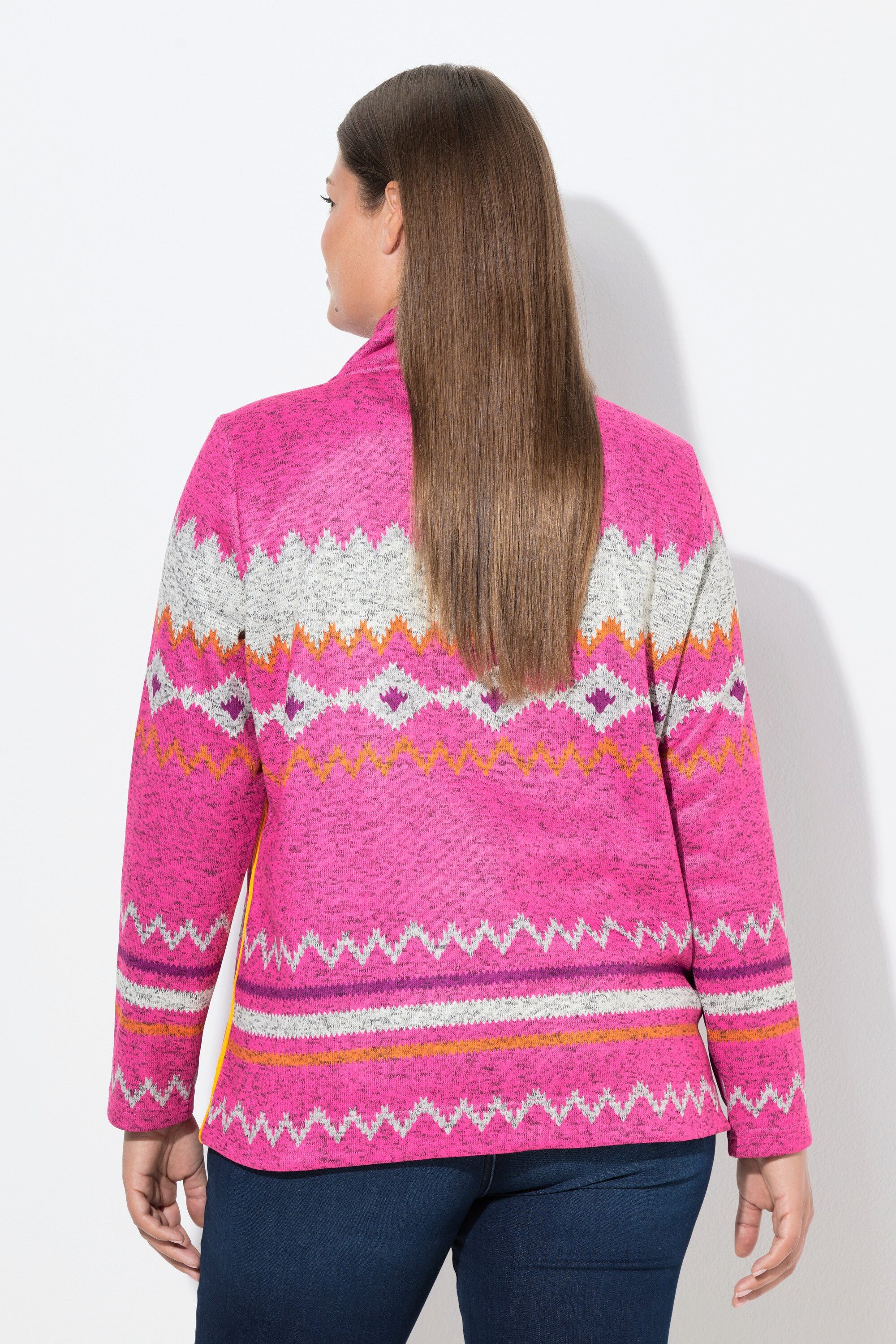 Laurasøn Sweatshirt Norweger-Strick Fleece Pullover Troyerkragen