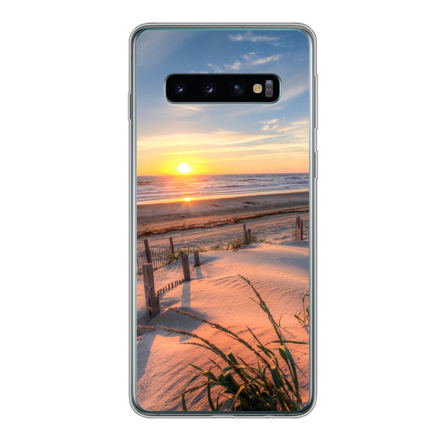 MuchoWow Handyhülle für Samsung Galaxy S10 Strand - Meer - Düne - Sonnenuntergang - Landsc, Phone Case, Silikon, Schutzhülle Dünn