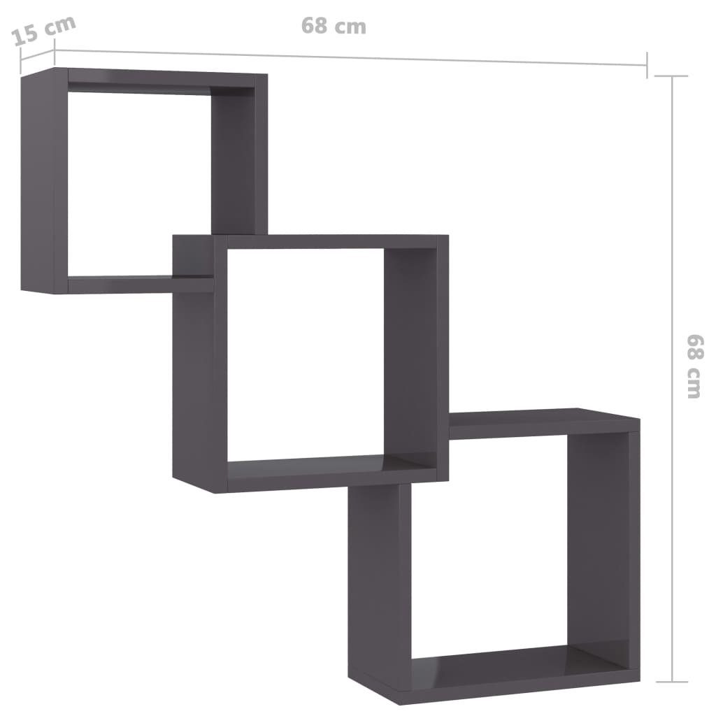 Wandregale Cube Holzwerkstoff furnicato Wandregal cm Hochglanz-Schwarz 68x15x68