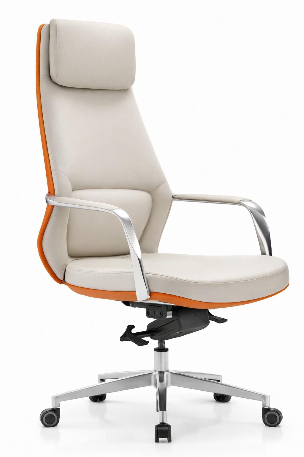 JVmoebel Chefsessel Ergonomischer Chefsessel mit hoher Rückenlehne und orangen Akzenten, Made in Europa